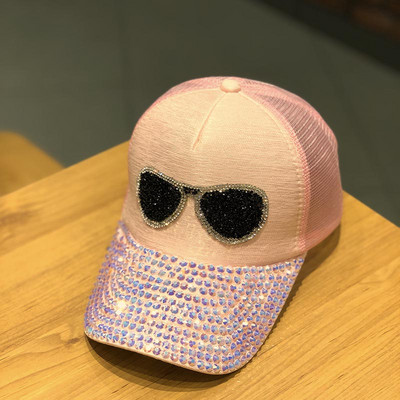 Șapcă de baseball pentru femei cu vizor și pietre