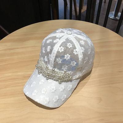 Palarie de dama din dantela doua modele cu perle si un element metalic