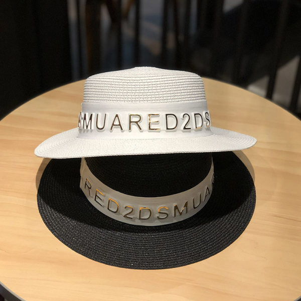 Pălărie de paie de vară pentru femei cu vizor și element 3D