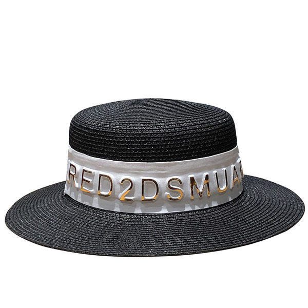 Pălărie de paie de vară pentru femei cu vizor și element 3D