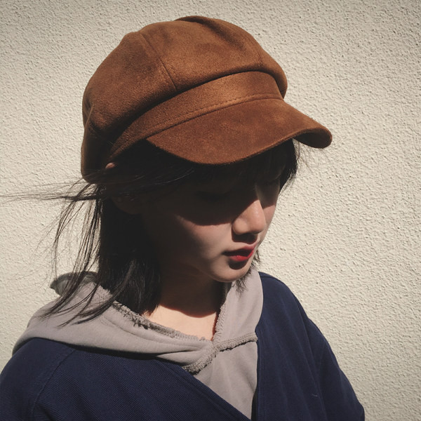 Palarie casual dama cu viziera din piele intoarsa ecologica