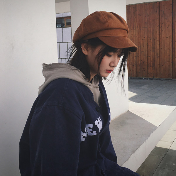 Palarie casual dama cu viziera din piele intoarsa ecologica