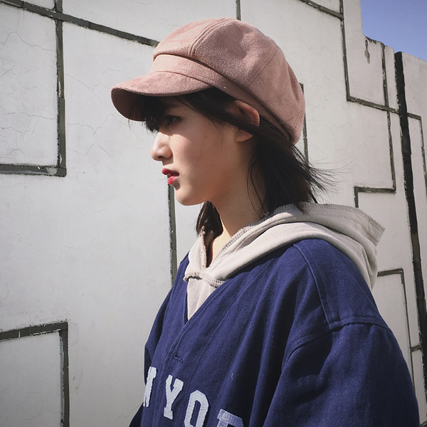 Palarie casual dama cu viziera din piele intoarsa ecologica