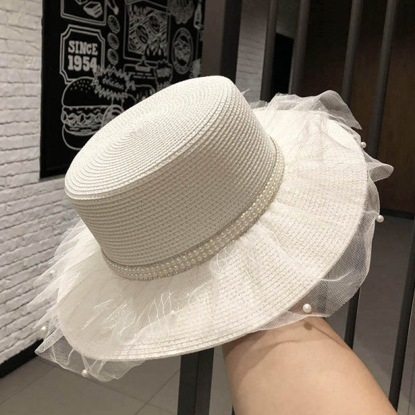 Palarie de dama cu franjuri - tul si perle