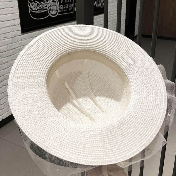 Palarie de dama cu franjuri - tul si perle