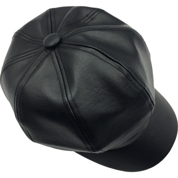 Palarie de dama din piele model nou cu vizor de culoare neagra