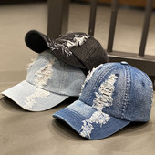 Pălărie casual de damă din denim cu model rupt