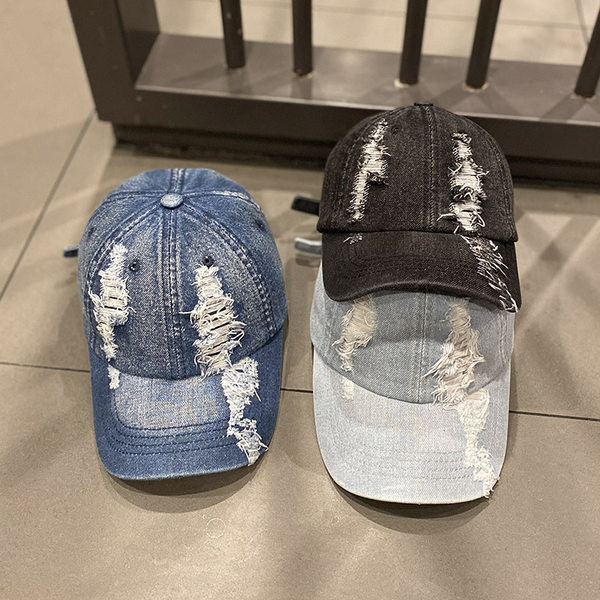 Pălărie casual de damă din denim cu model rupt