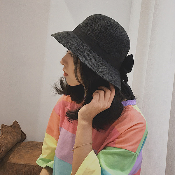 Palarie de dama de vara cu franjuri si panglica