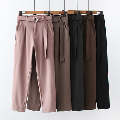 Нов модел дълъг дамски панталон с колан в няколко цвята