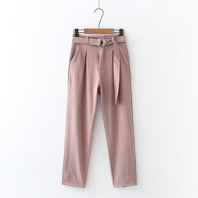 Нов модел дълъг дамски панталон с колан в няколко цвята