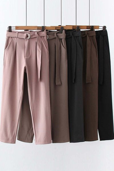 Нов модел дълъг дамски панталон с колан в няколко цвята