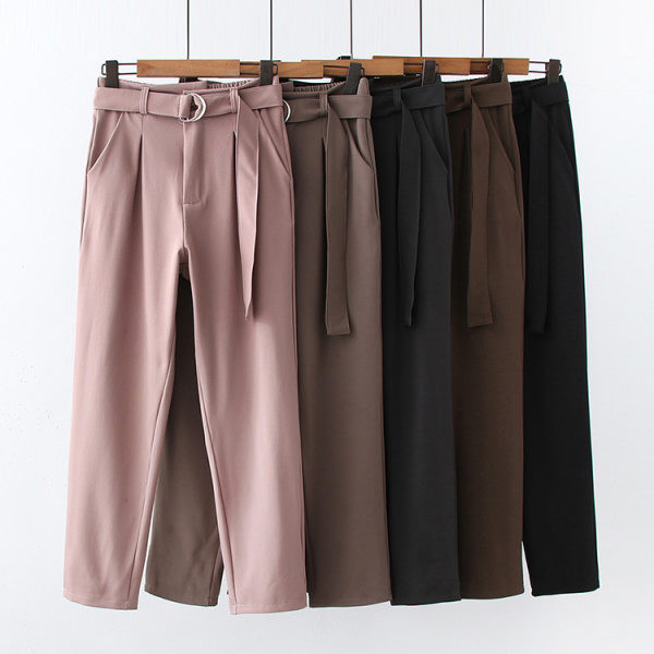 Нов модел дълъг дамски панталон с колан в няколко цвята