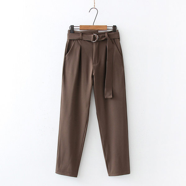 Нов модел дълъг дамски панталон с колан в няколко цвята