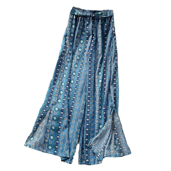 Pantaloni largi de dama colorati cu talie inalta