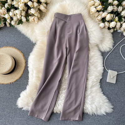 Pantaloni moderni de dama cu talie inalta si nasturi