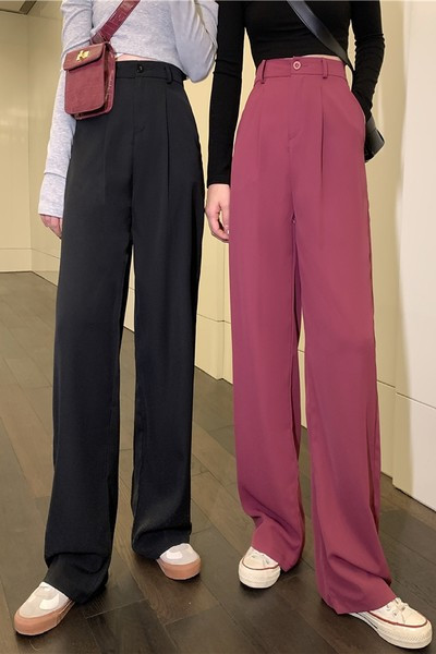 Pantaloni de dama cu talie inalta si buzunare