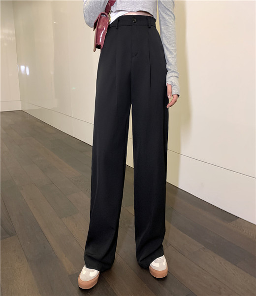 Pantaloni de dama cu talie inalta si buzunare