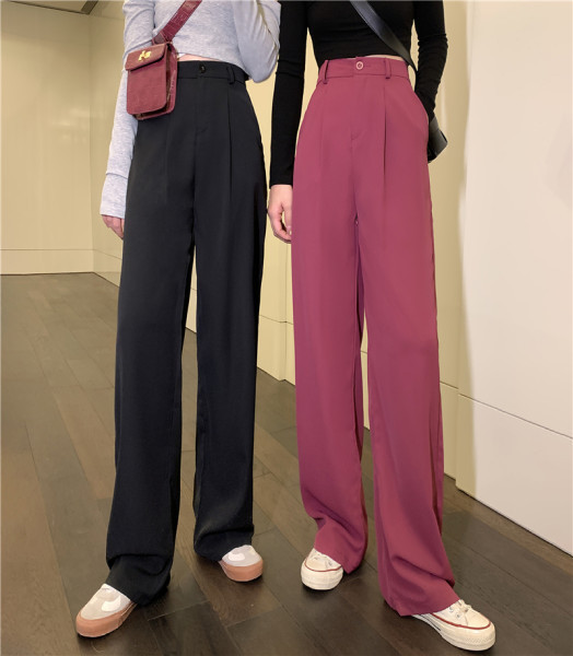 Pantaloni de dama cu talie inalta si buzunare