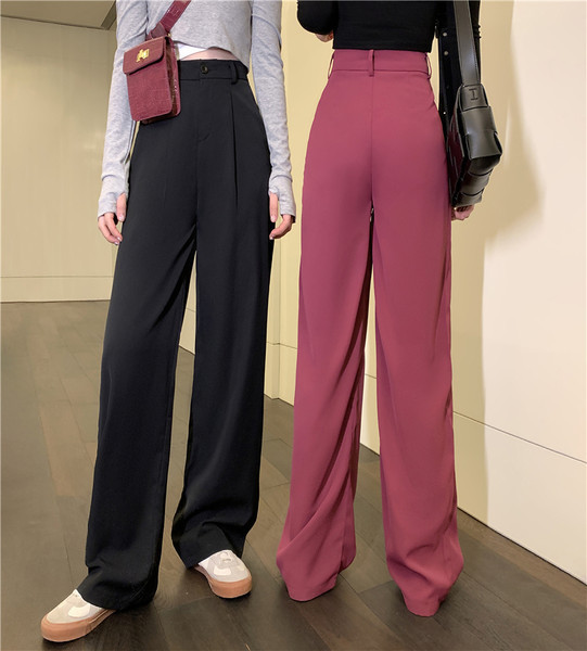 Pantaloni de dama cu talie inalta si buzunare