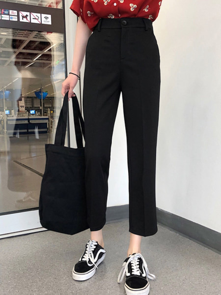 Pantaloni moderni de dama cu talie inalta si lungime 9/10