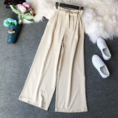 Широк модел дамски панталон с панделка