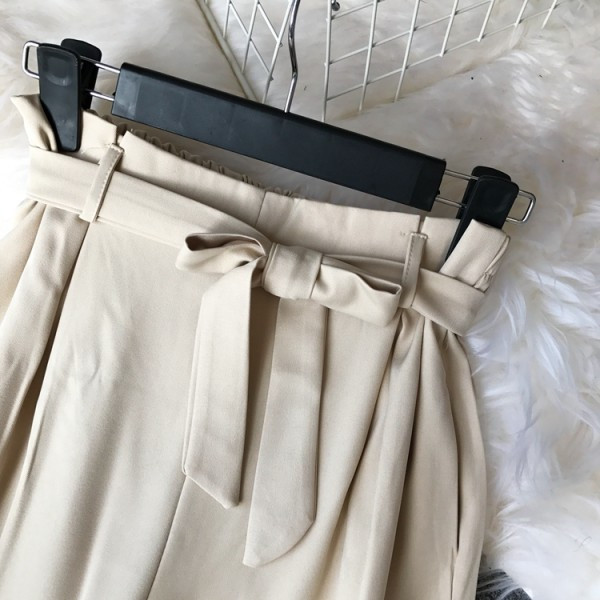 Широк модел дамски панталон с панделка