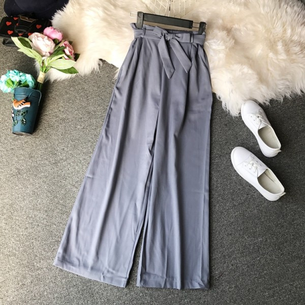 Широк модел дамски панталон с панделка