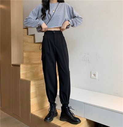 Pantaloni de dama sport si casual cu talie inalta