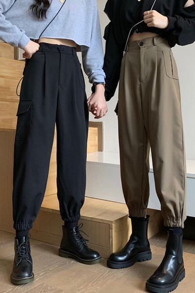 Pantaloni de dama sport si casual cu talie inalta