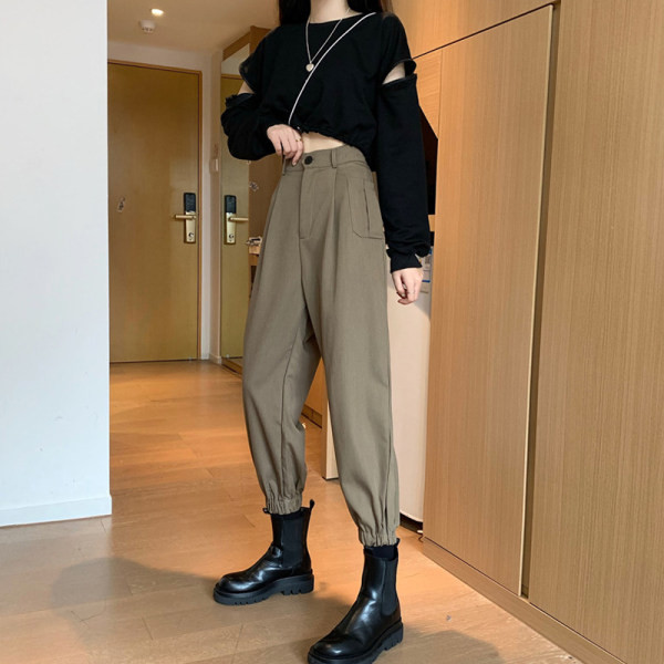 Pantaloni de dama sport si casual cu talie inalta