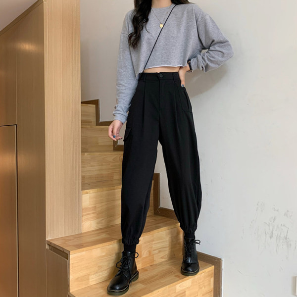 Pantaloni de dama sport si casual cu talie inalta