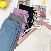 Pantaloni de dama cu cravate si talie inalta - mai multe culori