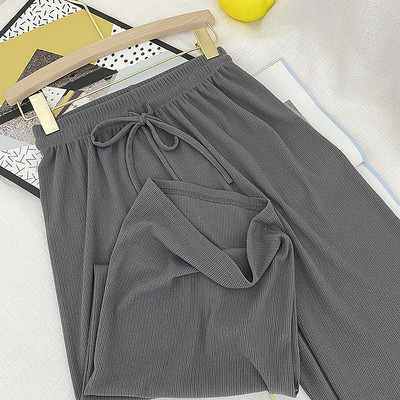 Pantaloni de dama cu cravate si talie inalta - mai multe culori