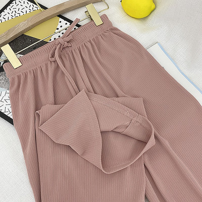 Pantaloni de dama cu cravate si talie inalta - mai multe culori