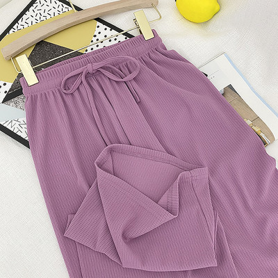 Pantaloni de dama cu cravate si talie inalta - mai multe culori