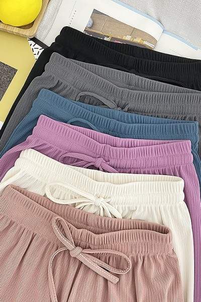 Pantaloni de dama cu cravate si talie inalta - mai multe culori