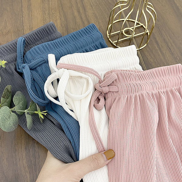 Pantaloni de dama cu cravate si talie inalta - mai multe culori