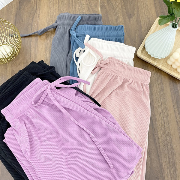 Pantaloni de dama cu cravate si talie inalta - mai multe culori