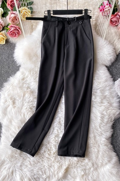 Дамски панталон с колан и джобове