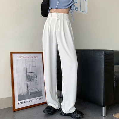 Модерен дамски панталон с висока талия  - широк модел