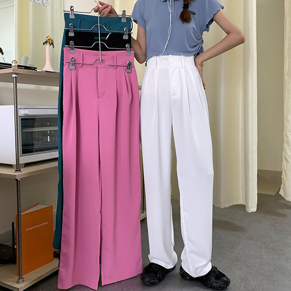 Модерен дамски панталон с висока талия  - широк модел