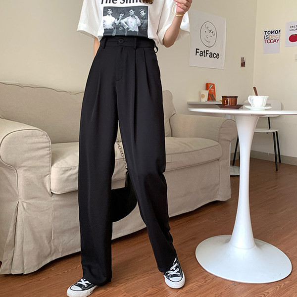 Модерен дамски панталон с висока талия  - широк модел