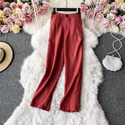 Γυναικείο παντελόνι με ψηλή μέση και κουμπί