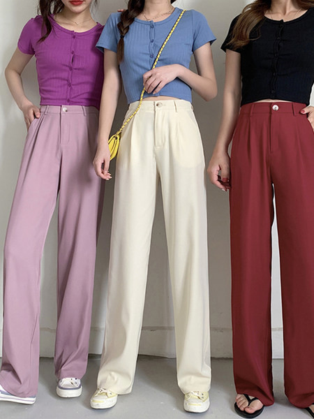 Pantaloni casual dama cu talie inalta - model larg