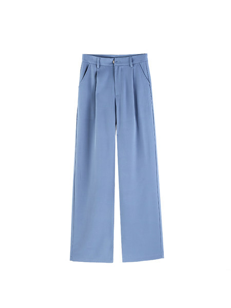 Pantaloni casual dama cu talie inalta - model larg