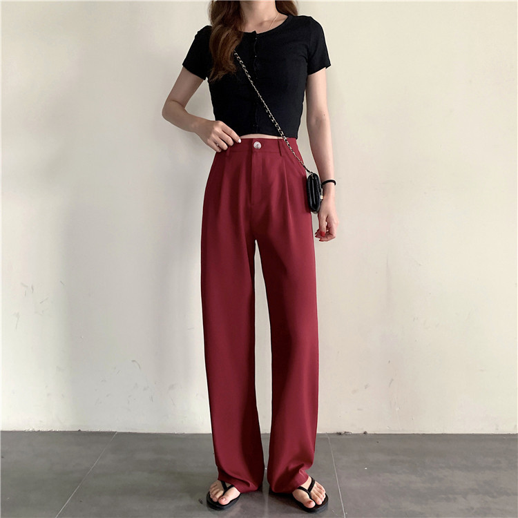 Pantaloni casual dama cu talie inalta - model larg