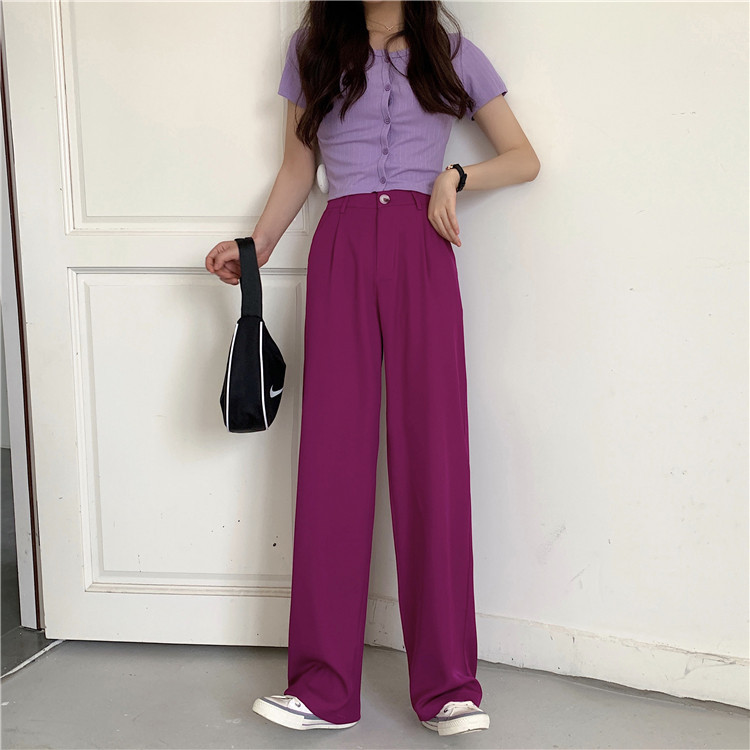 Pantaloni casual dama cu talie inalta - model larg