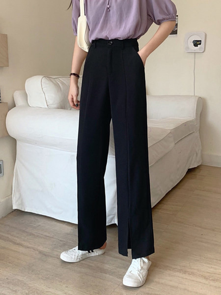 Γυναικείο παντελόνι με σχισμές - ίσιο μοντέλο