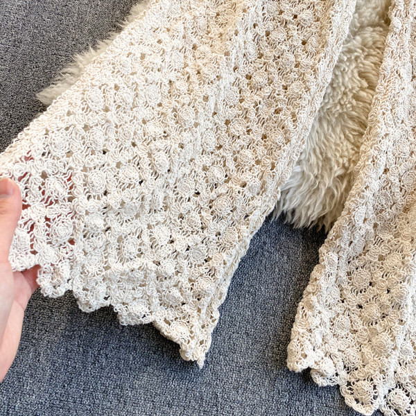 Pantaloni de primavara tricotati cu talie inalta - model drept